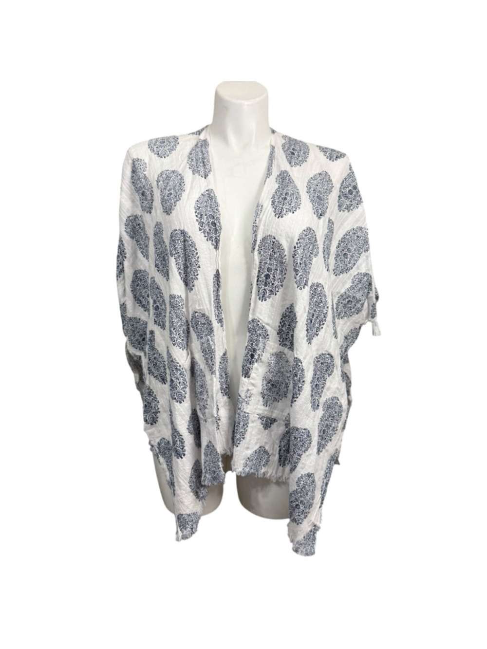 Vince Camuto Paisley Kimono Cardigan Tassel Boho Cover Up OS